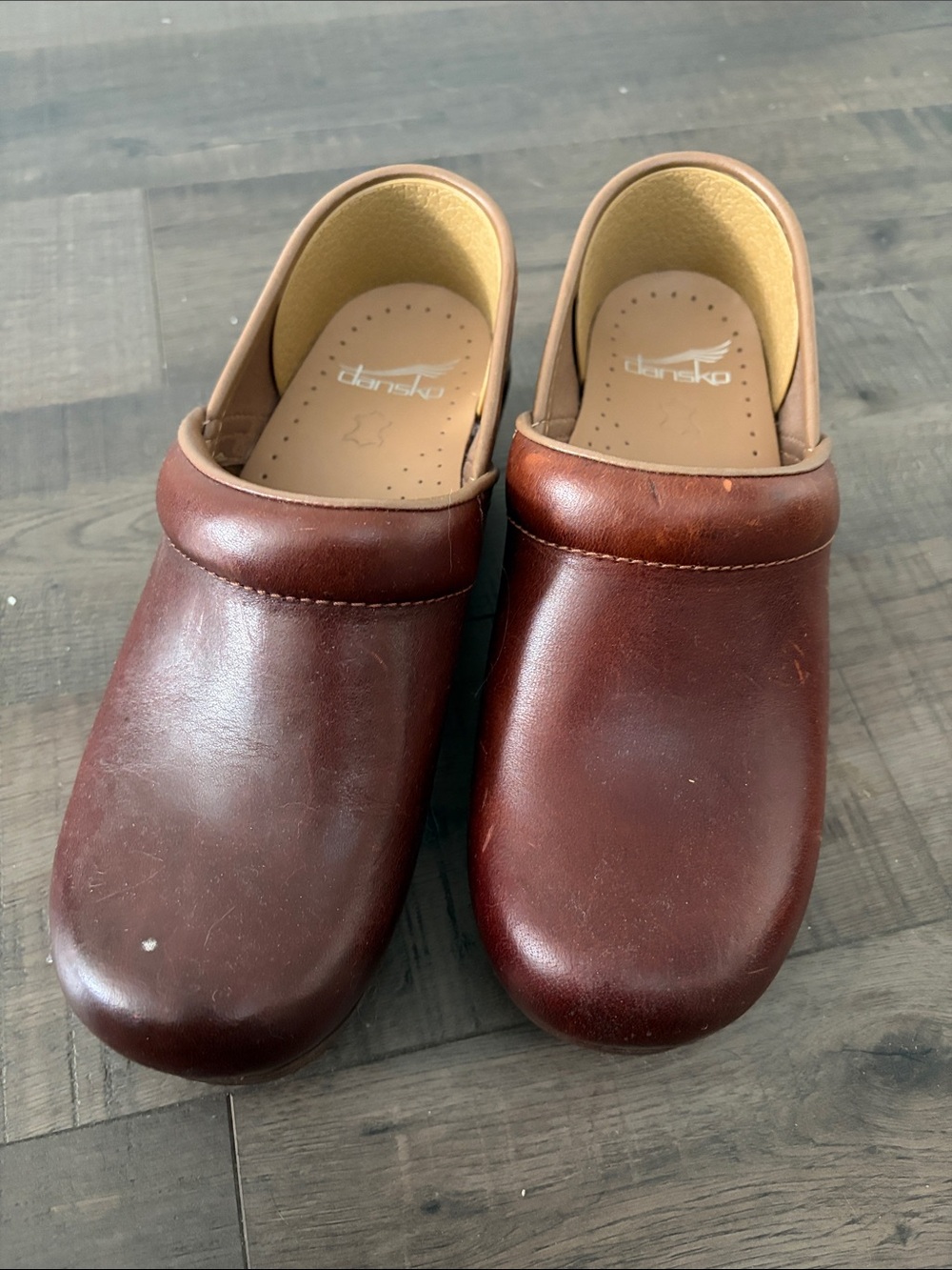 Dansko Brown Leather Slip-On Clogs